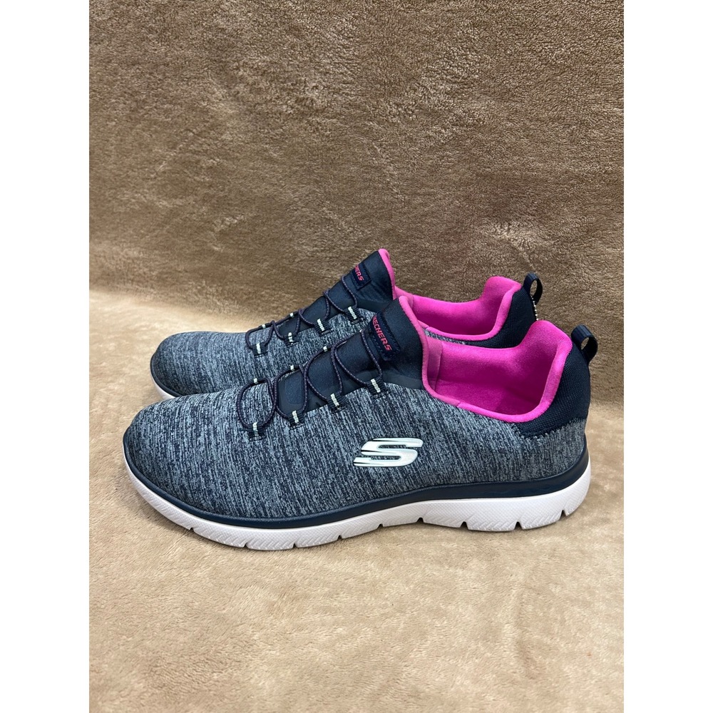 Skechers Summits Quick Getaway Women Size 10 Navy Hot Pink Slip On Sneakers Shoe
